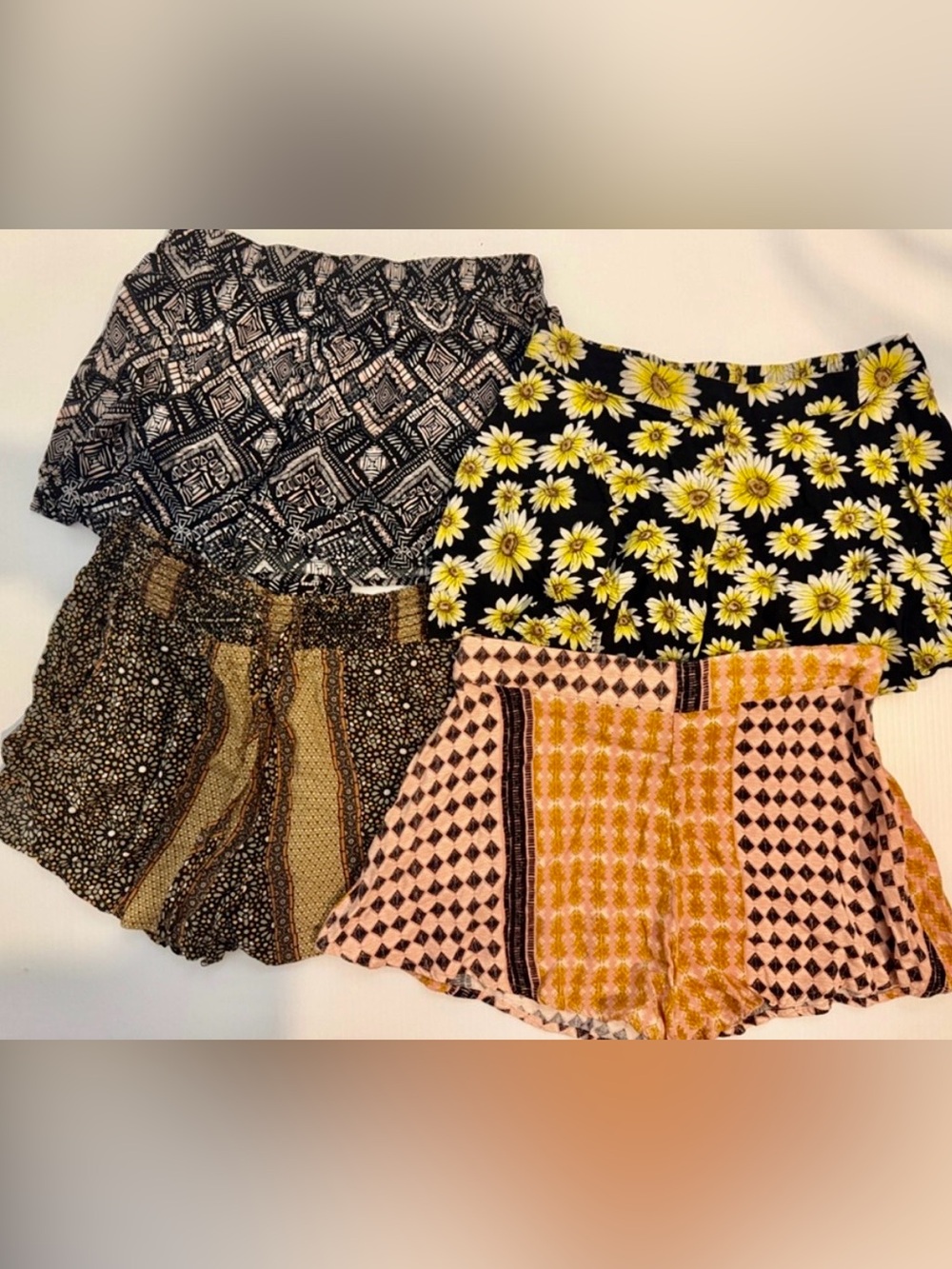 SUMMER BUNDLE-4 Mixed Pattern Boho Shorts Floral, Geometric, Tribal Prints
